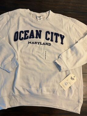 NWT ✨ Ocean City Maryland Crewneck Sweater - Heather silver with Navy Logo xl